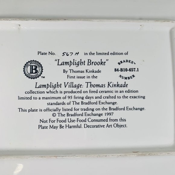 Bradford Exchange Thomas Kinkade Decorative Plate Lamplight Brooke Cottage VTG - Picture 6 of 8